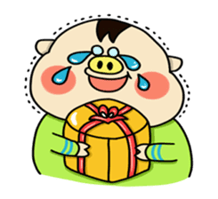 Piglet Putaro's greetings stamp English sticker #4381875