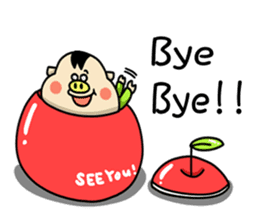 Piglet Putaro's greetings stamp English sticker #4381903