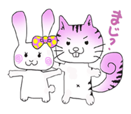 Beleaguered rabbit and cat sticker #4392135