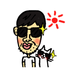 Uncle and cats sticker #4392403