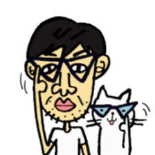 Uncle and cats sticker #4392430