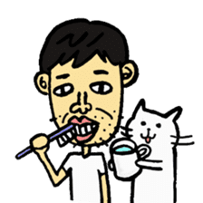 Uncle and cats sticker #4392432