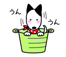 Bucket dog by Miniture bull terrier 2 sticker #4417093
