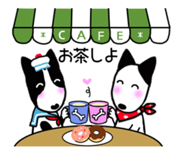 Bucket dog by Miniture bull terrier 2 sticker #4417094