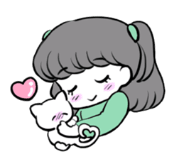 Funny white cat and fancy girl sticker #4426073