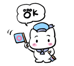 Funny white cat and fancy girl sticker #4426075