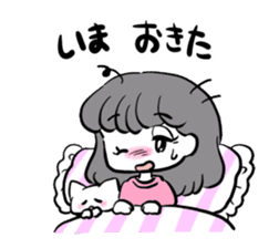 Funny white cat and fancy girl sticker #4426089