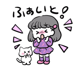Funny white cat and fancy girl sticker #4426096