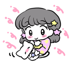 Funny white cat and fancy girl sticker #4426100