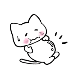 Funny white cat and fancy girl sticker #4426106