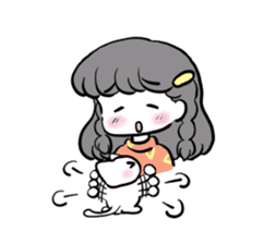 Funny white cat and fancy girl sticker #4426109