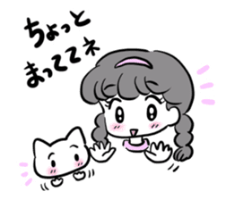 Funny white cat and fancy girl sticker #4426110