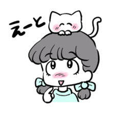 Funny white cat and fancy girl sticker #4426111