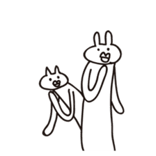 Surreal rabbit and cat sticker #4429239