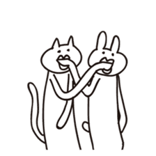 Surreal rabbit and cat sticker #4429249