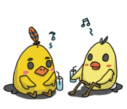 Chubby Quill Chicken and his friend sticker #4431501