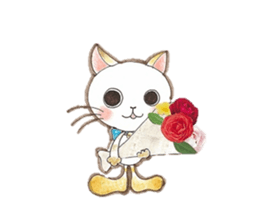 Gentle Communication With A White Cat sticker #4466546