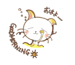 Gentle Communication With A White Cat sticker #4466556