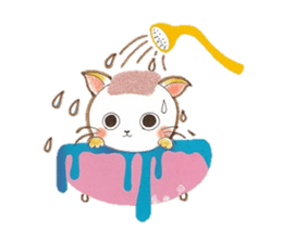 Gentle Communication With A White Cat sticker #4466575