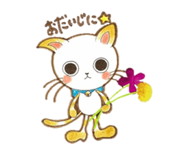 Gentle Communication With A White Cat sticker #4466582