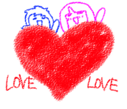 Crayon girl and Boy sticker #4468711