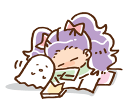 Twin tail girl & cute spook sticker #4469075