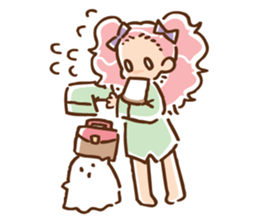 Twin tail girl & cute spook sticker #4469080