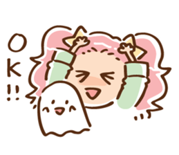 Twin tail girl & cute spook sticker #4469082