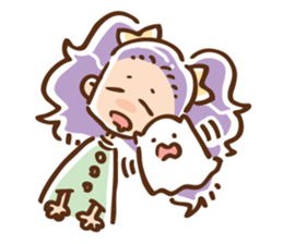 Twin tail girl & cute spook sticker #4469094