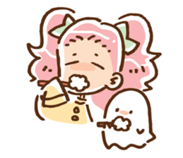 Twin tail girl & cute spook sticker #4469097