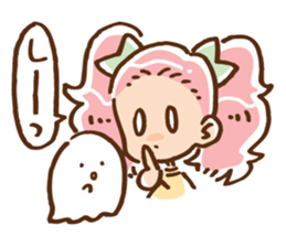 Twin tail girl & cute spook sticker #4469102