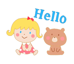 Girl and a small bear sticker #4499008