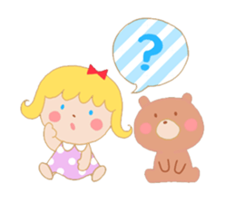 Girl and a small bear sticker #4499017