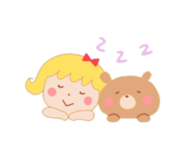 Girl and a small bear sticker #4499027