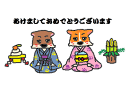 Shiba Inu and Corgi of the four seasons sticker #4527576