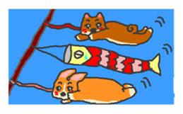 Shiba Inu and Corgi of the four seasons sticker #4527601