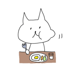 the slow life with a white cat 2 sticker #4532291