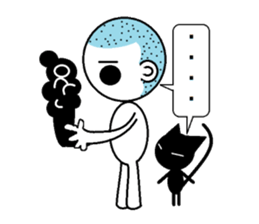 Funny hairstyle boy and Black cat sticker #4533857