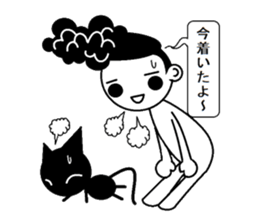 Funny hairstyle boy and Black cat sticker #4533873