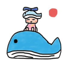 A girl wearing a hat of whale sticker #4548825