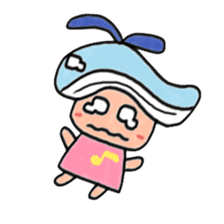 A girl wearing a hat of whale sticker #4548836