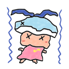A girl wearing a hat of whale sticker #4548839