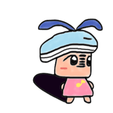 A girl wearing a hat of whale sticker #4548841