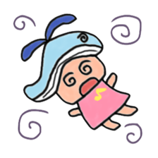 A girl wearing a hat of whale sticker #4548842