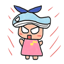 A girl wearing a hat of whale sticker #4548844
