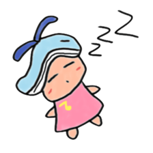 A girl wearing a hat of whale sticker #4548845