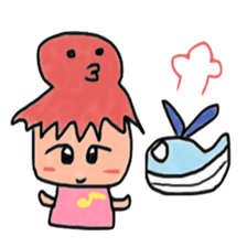 A girl wearing a hat of whale sticker #4548859