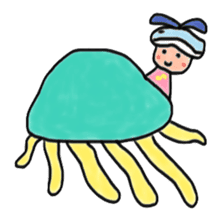 A girl wearing a hat of whale sticker #4548862