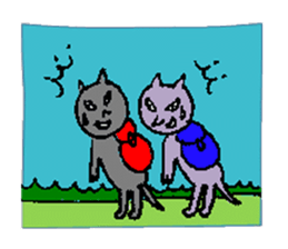 cat & dog climbing sticker #4572230