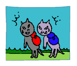 cat & dog climbing sticker #4572230